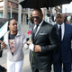 A fan hands singer R. Kelly a rose after his court date at the Leighton Courthouse on March 22, 2019 in Chicago, Illinois. R. Kelly appeared before a judge to request permission to travel to Dubai to work several concerts.